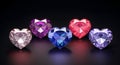 Multi-colored diamonds in the shape of a heart on a black background