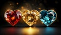 Multi-colored diamonds in the shape of a heart on a black background
