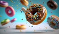 Multi -colored donuts, confectionery sweets, generative ai