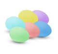 Multi-colored Easter eggs. Holiday in the house. White isolated background. Royalty Free Stock Photo