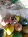Multi-Colored Easter Eggs in a Paper Towel Lined Bowl Royalty Free Stock Photo