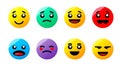 Multi-colored emoticons with different emotions, generative AI.