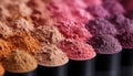 Multi colored eyeshadow palette in a close up, a beauty product generated by AI Royalty Free Stock Photo
