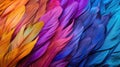 Multi colored feathers. Closeup rainbow feather. Background texture, abstract