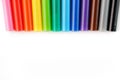 Multi-colored felt-tip pens, markers on a white isolated background Royalty Free Stock Photo