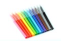 Multi-colored felt-tip pens, markers on a white isolated background Royalty Free Stock Photo