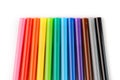 Multi-colored felt-tip pens, markers on a white isolated background Royalty Free Stock Photo