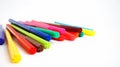 Multi-colored felt-tip pens on the white isolated background,