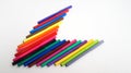 Multi-colored felt-tip pens on the white isolated background