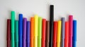 Multi-colored felt-tip pens on the white isolated background