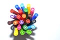 Multi-colored felt-tip pens on the white isolated background. Royalty Free Stock Photo