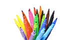 Multi-colored felt-tip pens on the white isolated background. Royalty Free Stock Photo