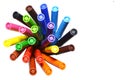 Multi-colored felt-tip pens on the white isolated background. Royalty Free Stock Photo