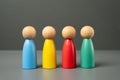 Multi-colored figures of people. Different personalities, interests and skills. Royalty Free Stock Photo