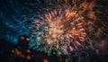 Multi colored firework display illuminates dark night sky in celebration generated by AI Royalty Free Stock Photo
