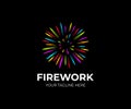 Multi colored firework logo template. Salute fireworks vector design