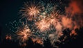 Multi colored fireworks exploding, illuminating the dark night generated by AI Royalty Free Stock Photo
