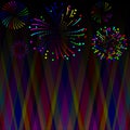 Multi-colored fireworks of various shapes and different styles on an abstract dark background