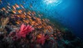 Multi colored fish swim in a beautiful underwater seascape of coral generated by AI Royalty Free Stock Photo