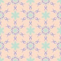 Multi colored floral seamless pattern. Beige background with violet and blue flower elements Royalty Free Stock Photo