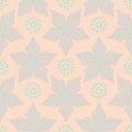 Multi colored floral seamless pattern. Beige background with violet and blue flower elements Royalty Free Stock Photo