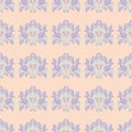 Multi colored floral seamless pattern. Beige background with violet and blue flower elements Royalty Free Stock Photo