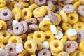 Multi colored fruit loops background. Close up Royalty Free Stock Photo