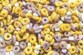 Multi colored fruit loops background. Close up Royalty Free Stock Photo