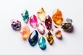 Multi-Colored Gems On A White Background. Generative AI Royalty Free Stock Photo