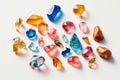 Multi-Colored Gems On A White Background. Generative AI Royalty Free Stock Photo