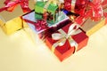 Multi-colored gift boxes Royalty Free Stock Photo