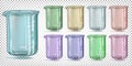 Multi-colored glass chemical beaker with measured divisions. Royalty Free Stock Photo