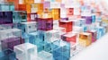 Multi-colored glass cubes. Background from squares. Abstraction.generative ai Royalty Free Stock Photo