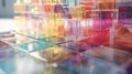 Multi-colored glass cubes. Background from squares. Abstraction.generative ai Royalty Free Stock Photo