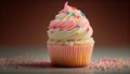 Multi colored gourmet cupcake with sweet icing decoration ,generative AI Royalty Free Stock Photo