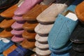 Multi-colored hand made leather slippers