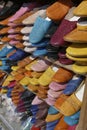 Multi-colored hand made leather  slippers Royalty Free Stock Photo