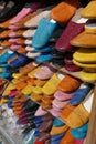 Multi-colored hand made leather slippers Royalty Free Stock Photo