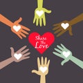 Multi Colored Hands Sharing Love Symbol Royalty Free Stock Photo