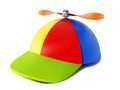 Multi colored hat with propeller on white background. 3D illustration