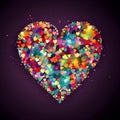 Multi-colored heart made of many small hearts large on a black background, love, congratulations, Royalty Free Stock Photo