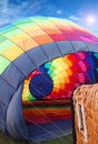 Multi colored hot air balloon view from inside