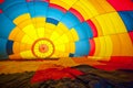 Multi colored hot air balloon view from inside