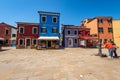 Multi Colored Houses and Souvenir Shops in Burano Island - Venice Italy