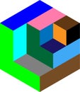 Multi colored isometric cube vector Royalty Free Stock Photo