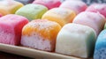 Multi-colored Japanese Mochi dessert ice cream.
