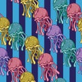 Multi-colored jellyfish. pattern with jellyfish.