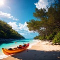 multi-colored kayaks on the beach. Royalty Free Stock Photo