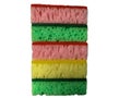 Multi-colored kitchen sponges for washing dishes on white background. Isolated. View from above Royalty Free Stock Photo
