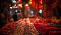 Multi colored lanterns illuminate Beijing night market generated by AI Royalty Free Stock Photo